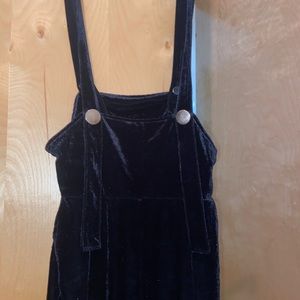 Black velvet overalls